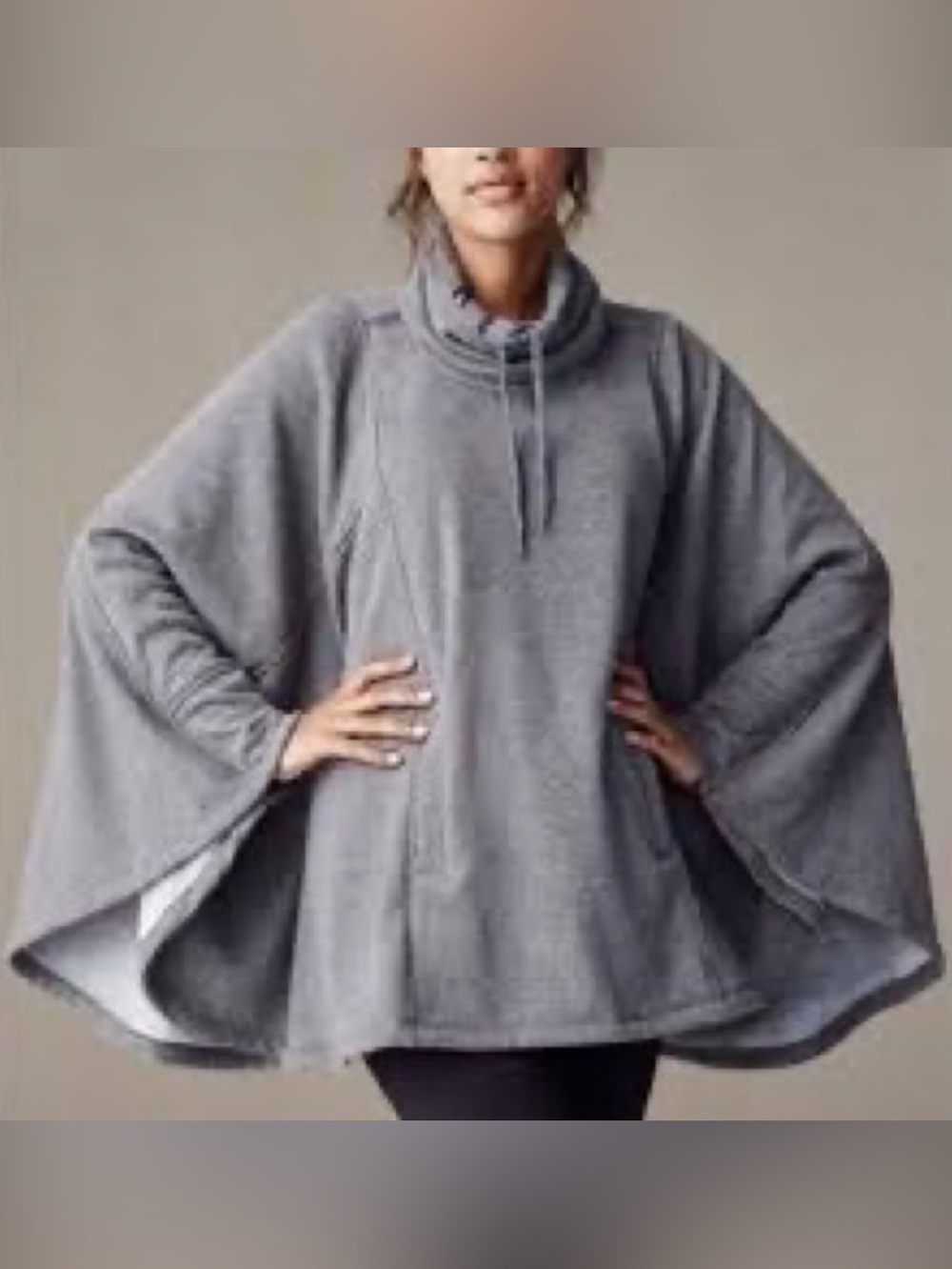 UGG Funnel Neck Pichot Oversized Poncho Size M/L Loungewear Sweatshirt Gray